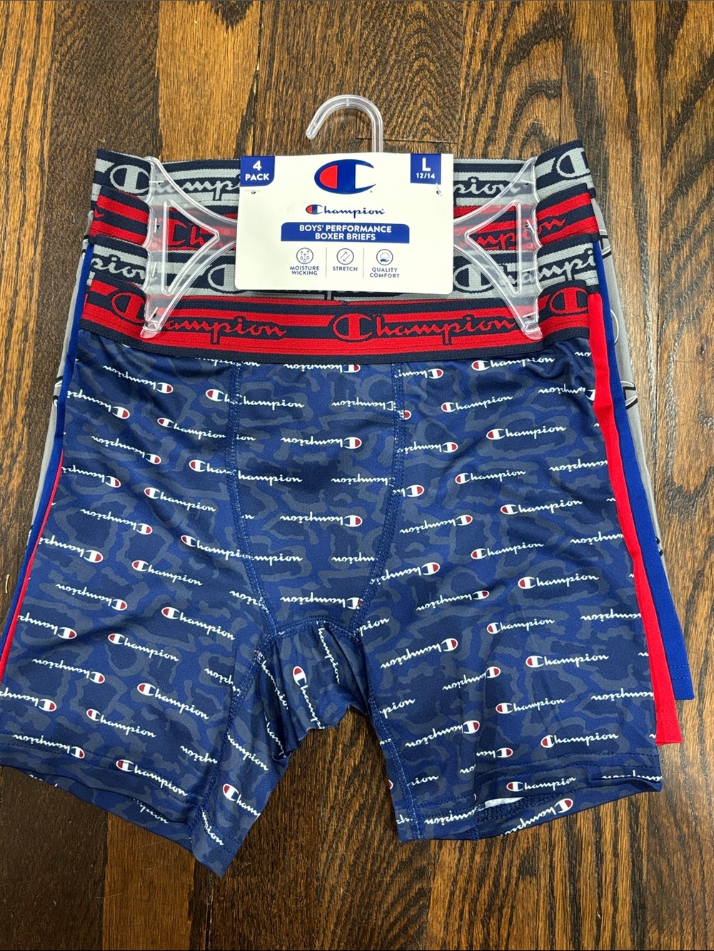 Champion Boys' Boxer Briefs - Navy, Red, Royal Blue - 4 Pack size 12/14